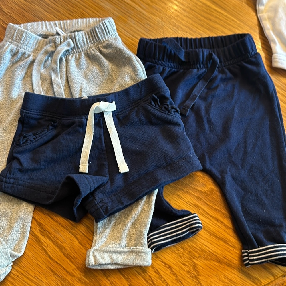 Instead of three bottoms, one shorts, two pants all three months no stains